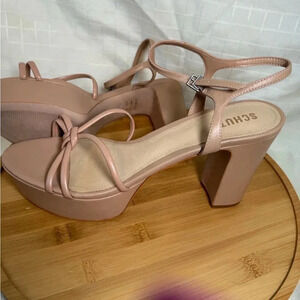 SCHUTZ Women’s 11 Platform Ankle Strap Nude Heels New Few Marks. See Pics